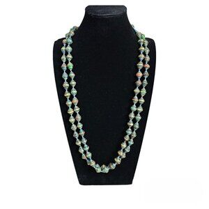 Vintage Magazine Paper African Multi Color Beaded Necklace